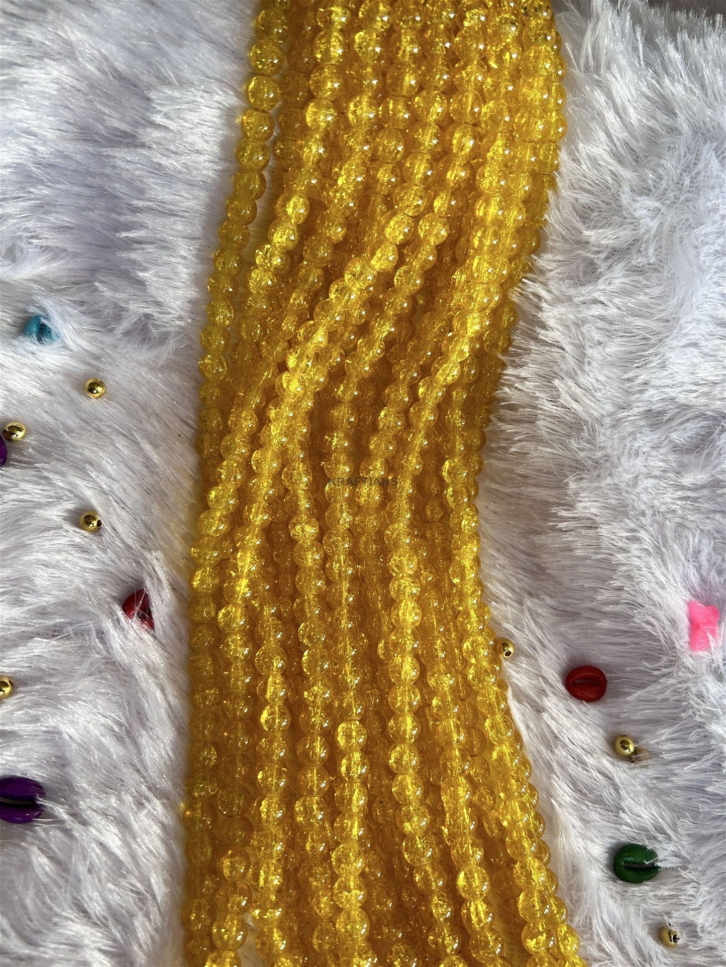 Crushed Beads 8mm Yellow