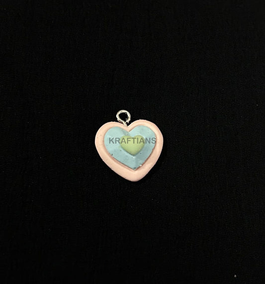 Double Heart Phone Charms Light Blue