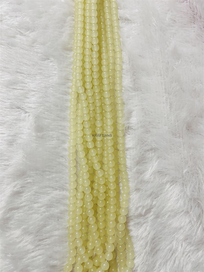 Glass Beads 8mm Pastel Yellow