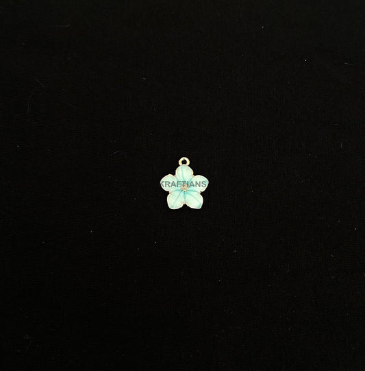 Glossy Flower Charms Light Blue