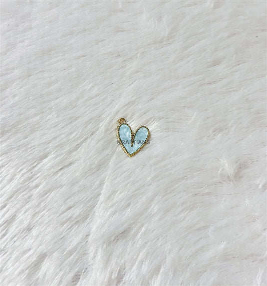 Glossy Heart Charms Light Blue