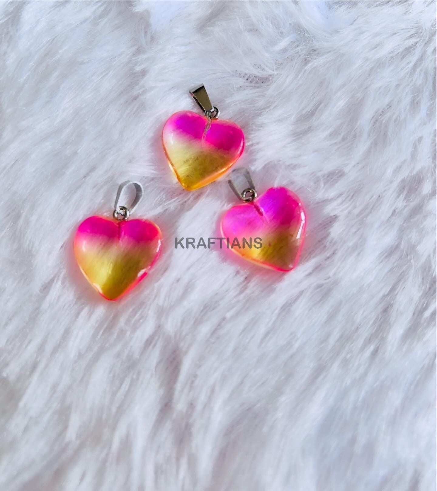 Heart Pendant Yellow Pink