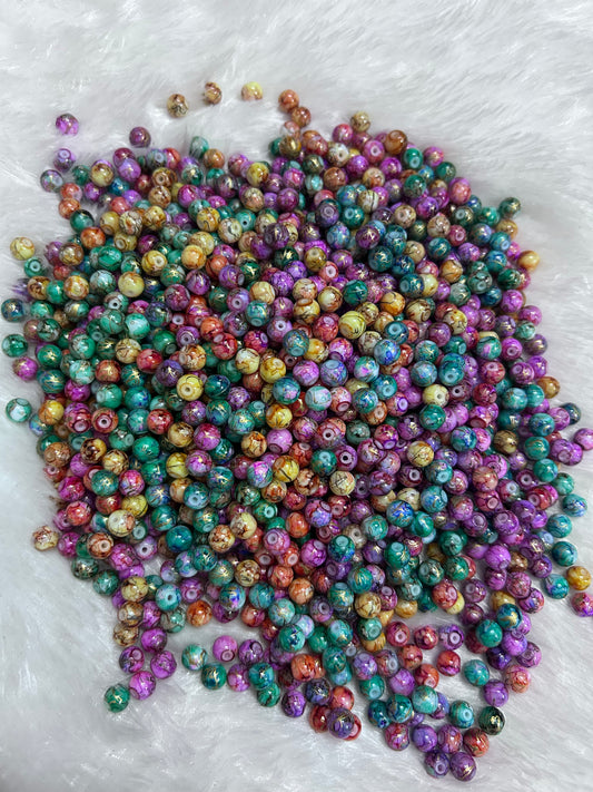 Mixed Color Glass Beads 8mm