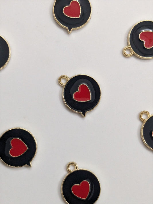 Notification Heart Charms Black