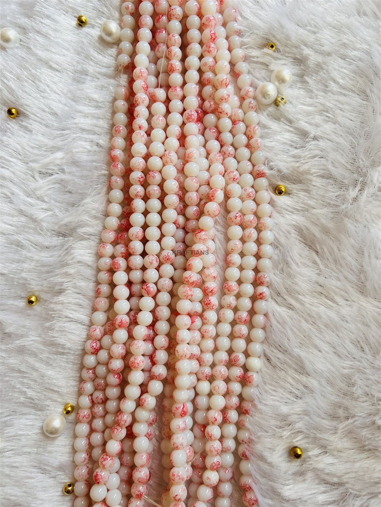 Printed Beads 8mm Light Red