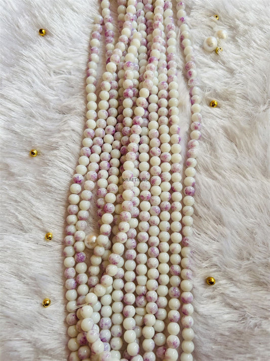 Printed Beads 8mm Purple